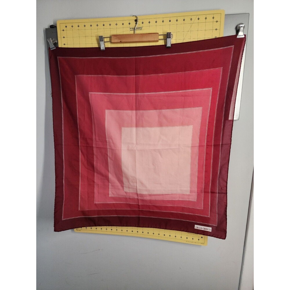 Olga Greco Women Polyester Chiffon Square Scarf Geometric Print Maroon to Pink